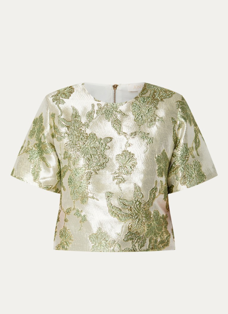 JOSH V Dames Charisma top met schoudervulling en metallic finish in de kleur Beige