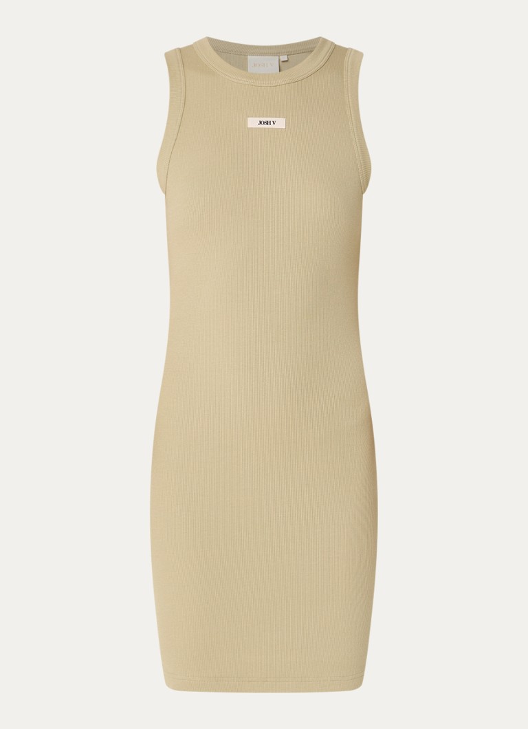 JOSH V Dames Merdi mini jurk met ribstructuur in de kleur Mosgroen