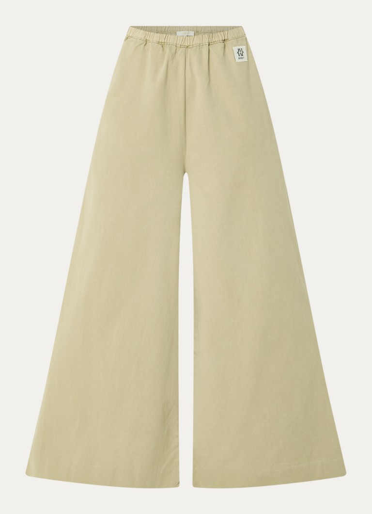 JOSH V Dames Sera high waist wide fit broek met steekzakken in de kleur Lichtgroen