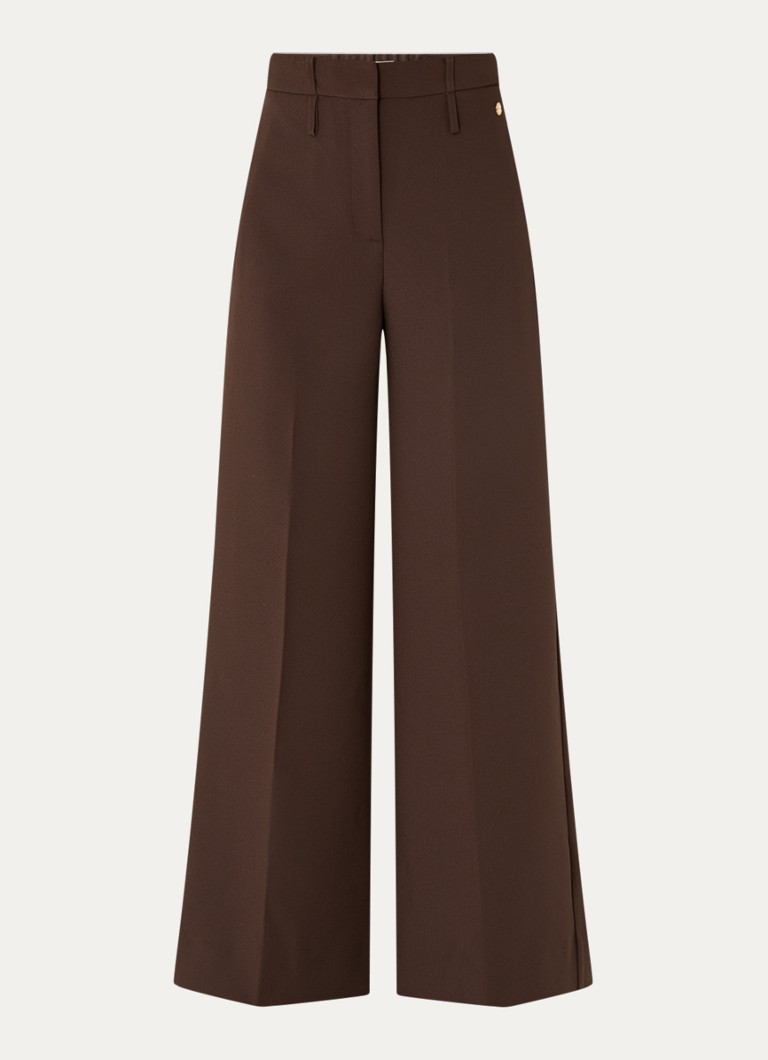 JOSH V Dames Sky high waist wide fit pantalon met steekzakken in de kleur Donkerbruin