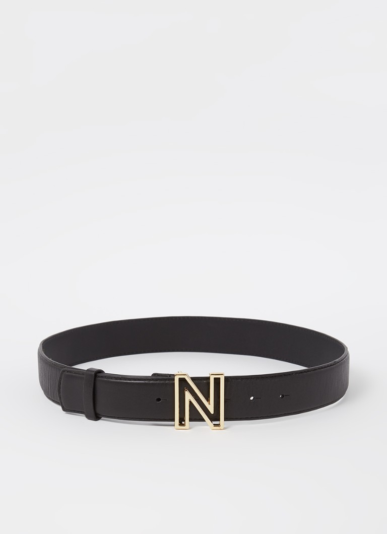 NIKKIE Dames Riem van leer met logo in de kleur Zwart