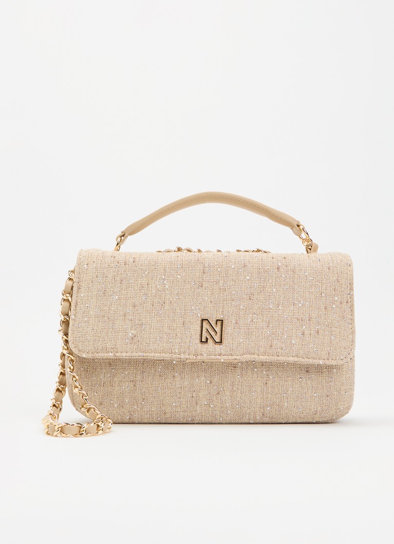 NIKKIE Dames Ann Shiny crossbodytas met strass in de kleur Beige