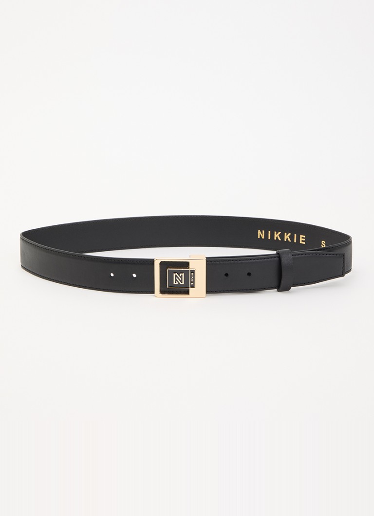 NIKKIE Dames Rafiza riem van leer met logo in de kleur Zwart