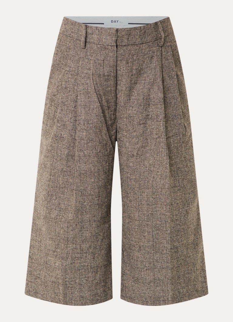 Day Birger et Mikkelsen Dames Heri culotte in wolblend met ruitdessin en klepzak in de kleur Lichtbruin, maat: 40