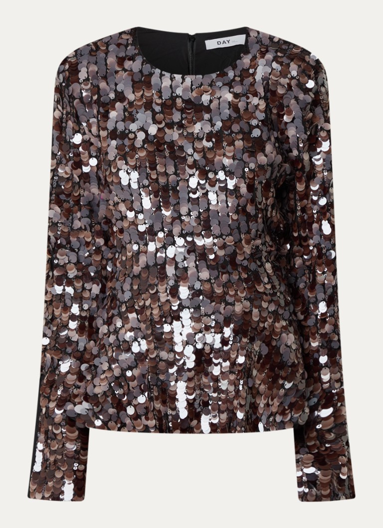 Day Birger et Mikkelsen Dames Dayzola top met pailletten in de kleur Bruin, maat: 36