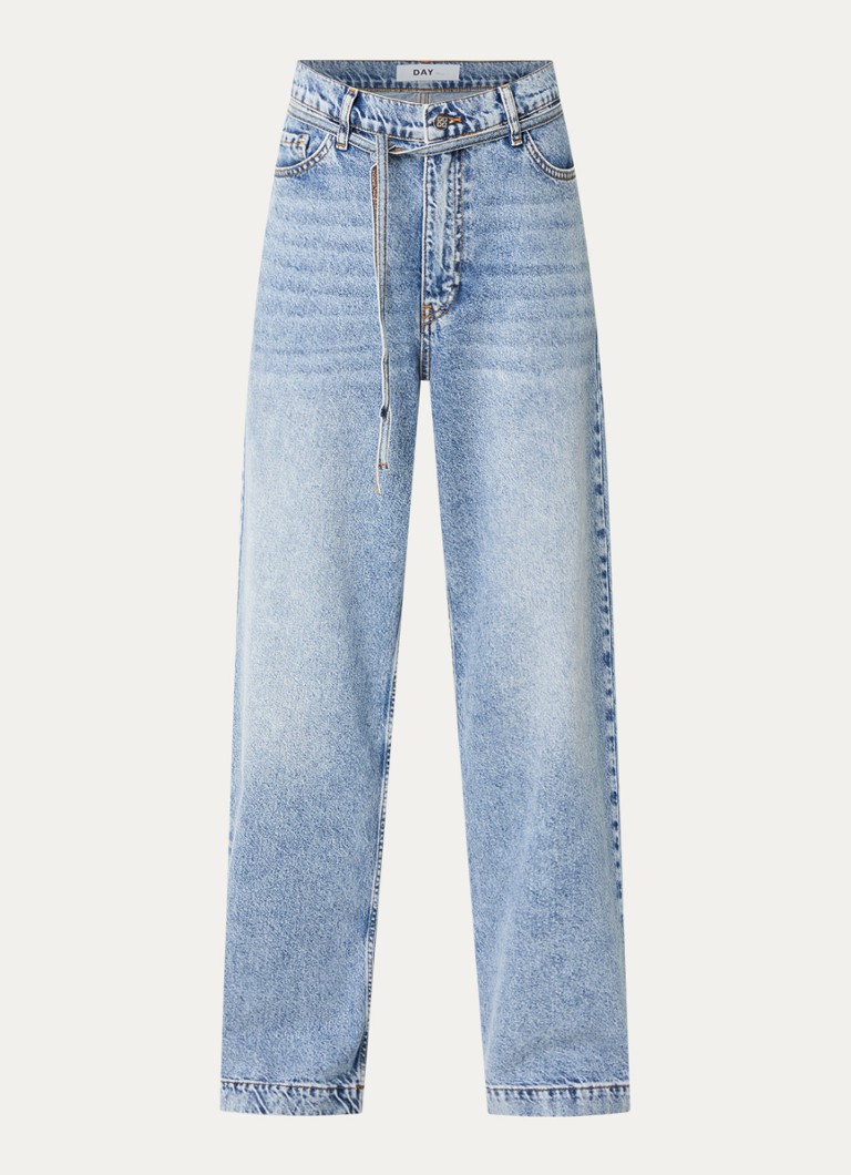Day Birger et Mikkelsen Dames Elijah high waist wide leg jeans met lichte wassing in de kleur Indigo, maat: 38