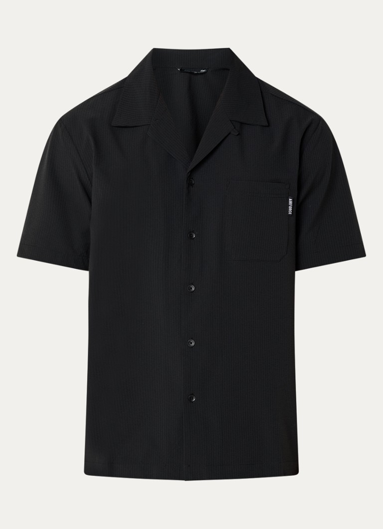 Airforce Heren Regular fit overhemd met borstzak in de kleur Zwart, maat: XL