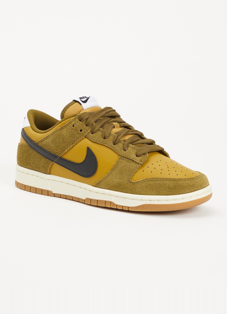 Nike Heren Dunk Low sneaker met suède details in de kleur Olijfgroen, maat: 44