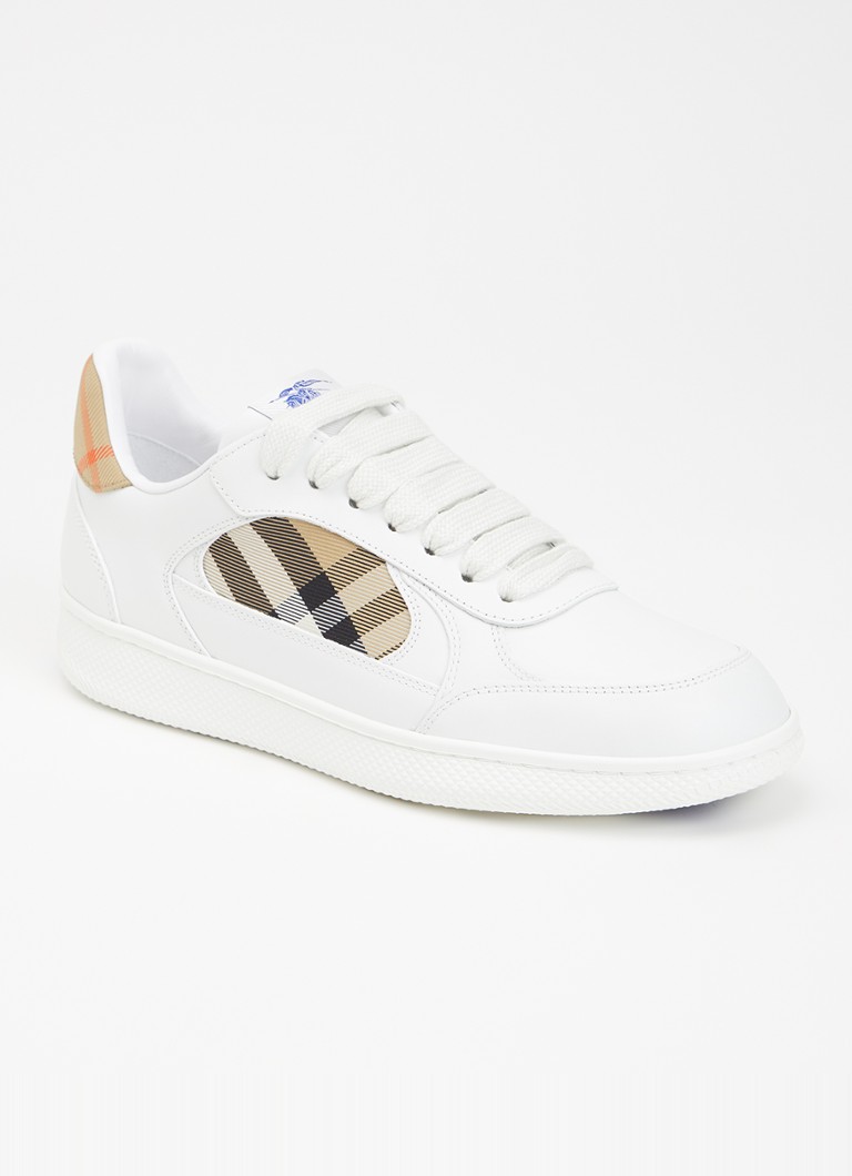 Burberry Dames Terrace sneaker van kalfsleer met ruitdessin in de kleur Wit, maat: 41