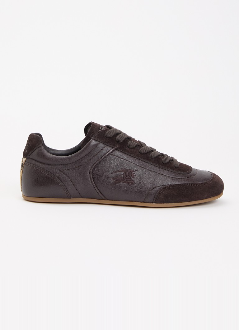 Burberry Dames Knight sneaker van leer met details van suède in de kleur Donkerbruin, maat: 41