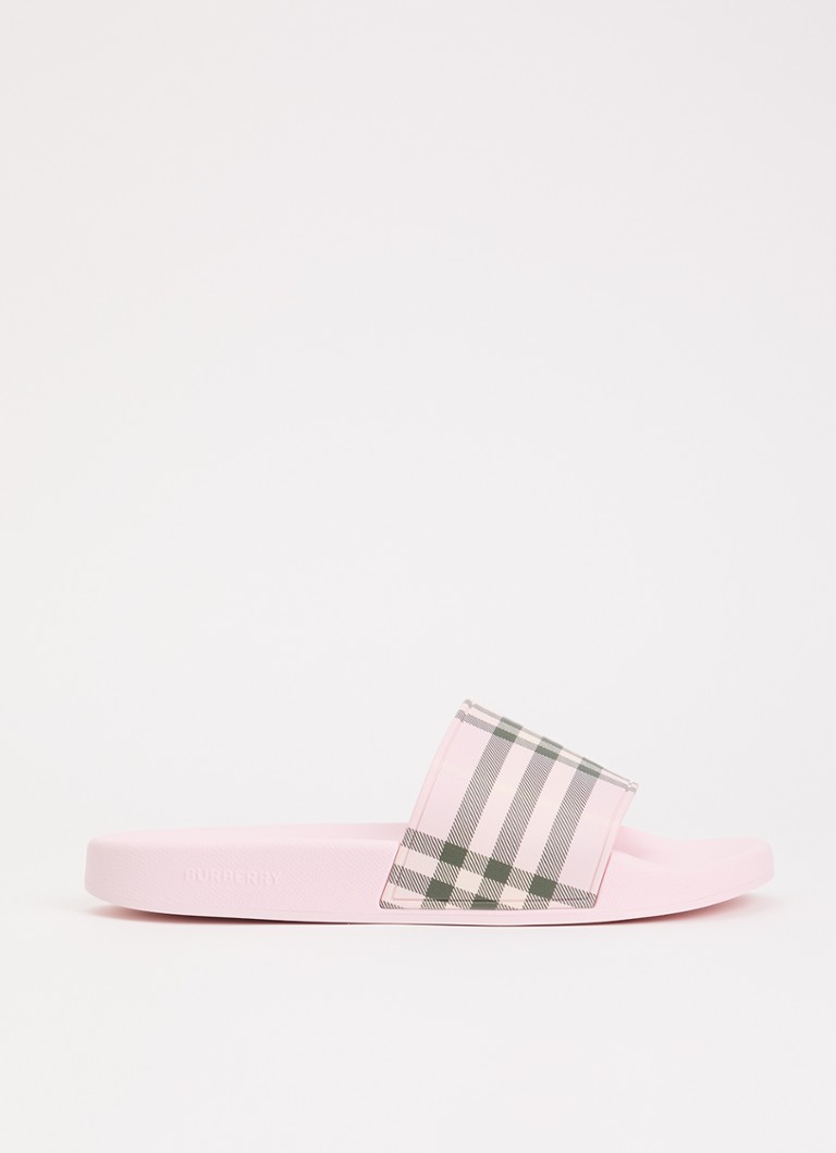 Burberry Dames Furley slipper met ruit dessin in de kleur Lichtroze, maat: 37