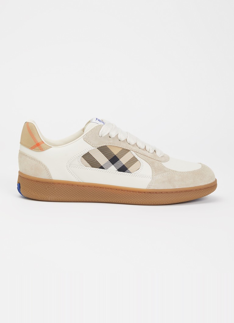 Burberry Dames Sneaker van kalfsleer met kalfssuède details in de kleur Beige, maat: 38