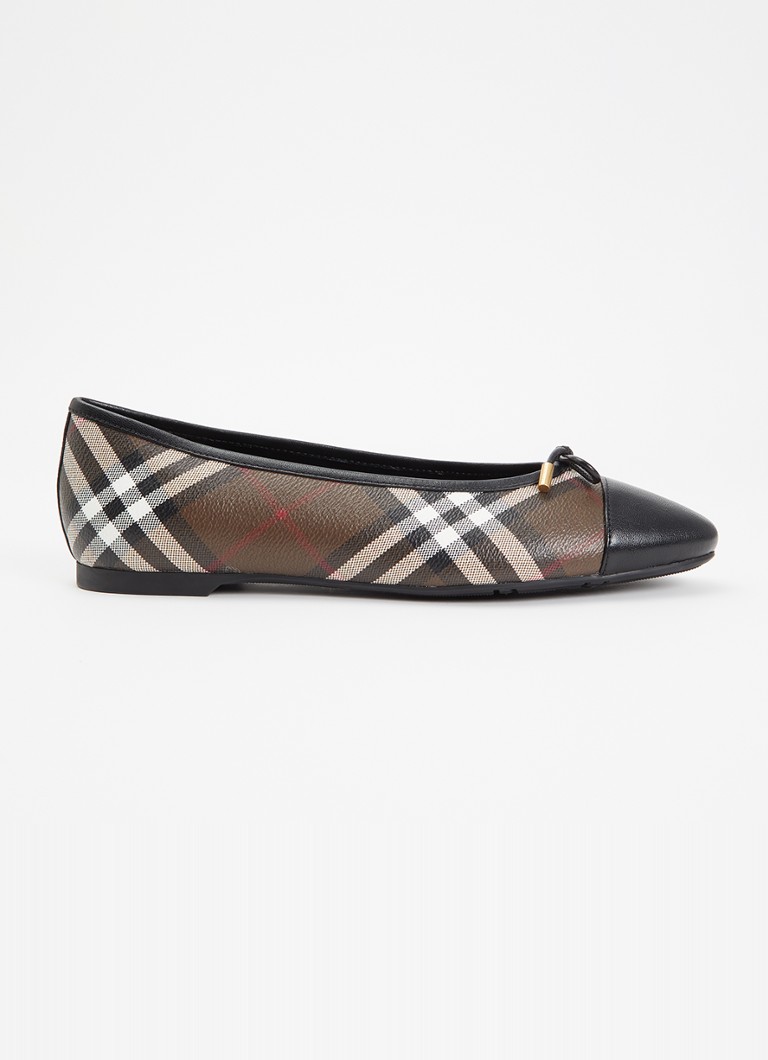 Burberry Dames Highgate ballerina met ruitdessin en details van lamsleer in de kleur Multicolor, maat: 36