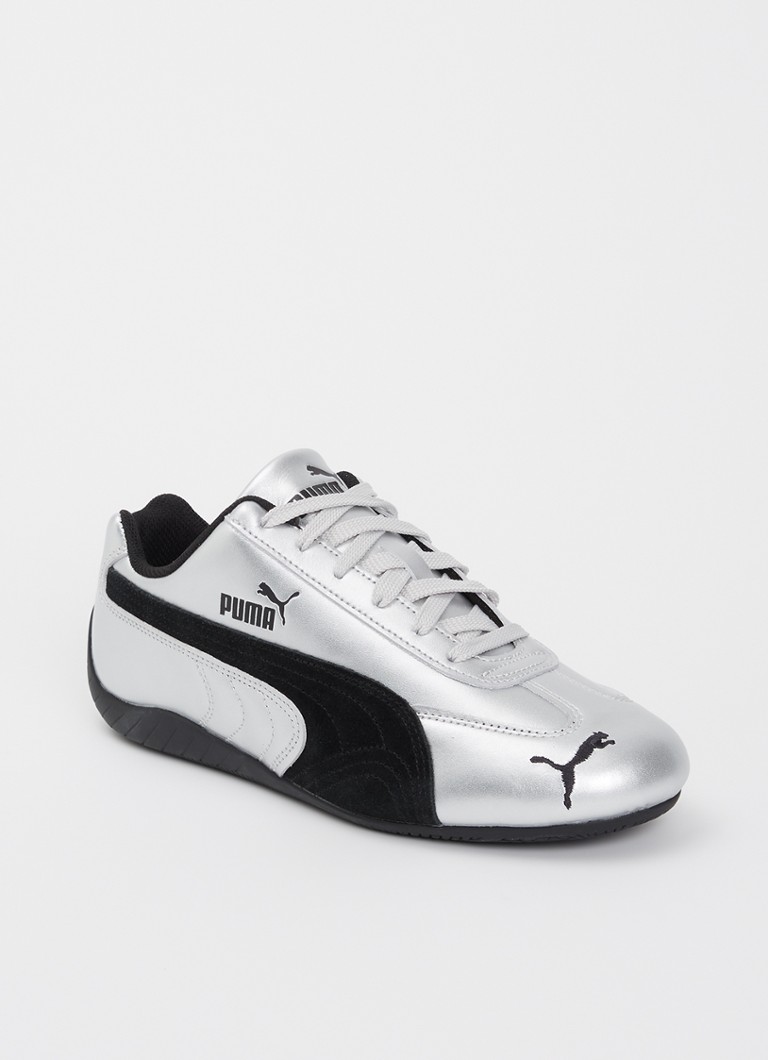 Puma Dames Speedcat sneaker van leer met metallic finish in de kleur Zilver, maat: 39