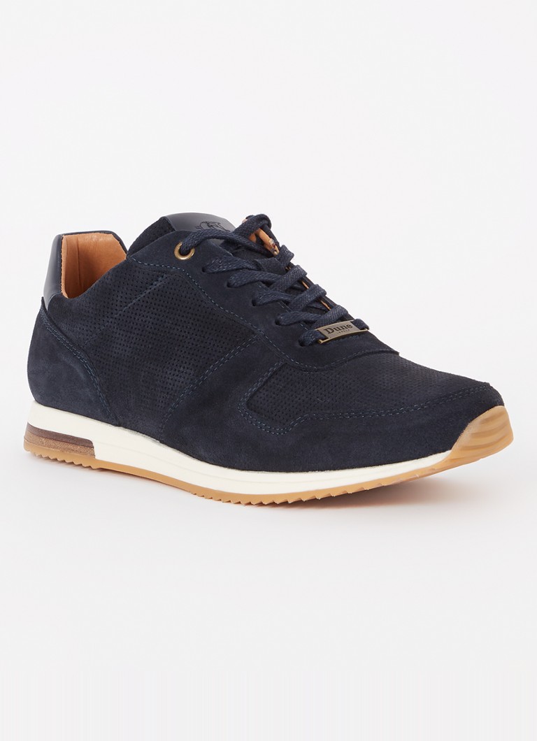 Dune London Heren Trilogy sneaker van leer in de kleur Donkerblauw