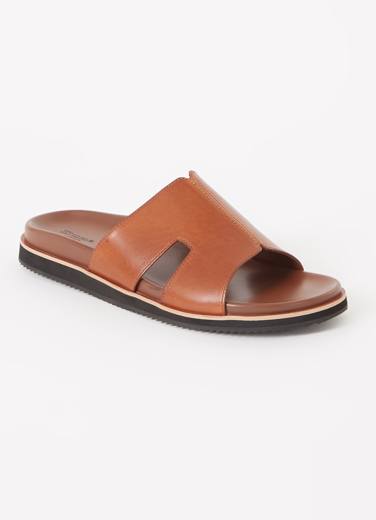 Dune London Heren Insight slipper van leer in de kleur Cognac