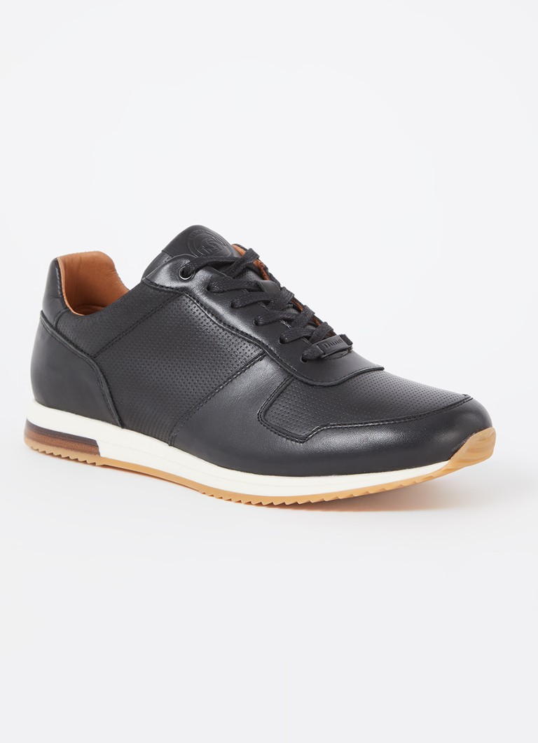 Dune London Heren Trilogy sneaker van leer in de kleur Zwart