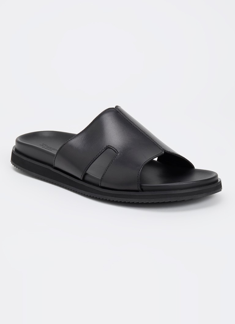 Dune London Heren Insight slipper van leer in de kleur Zwart