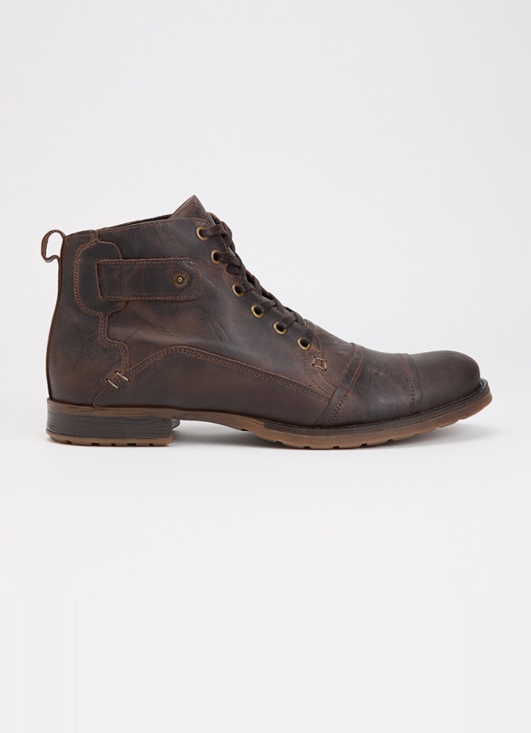 Dune London Heren Wide Fit Simon veterboot van leer in de kleur Bruin