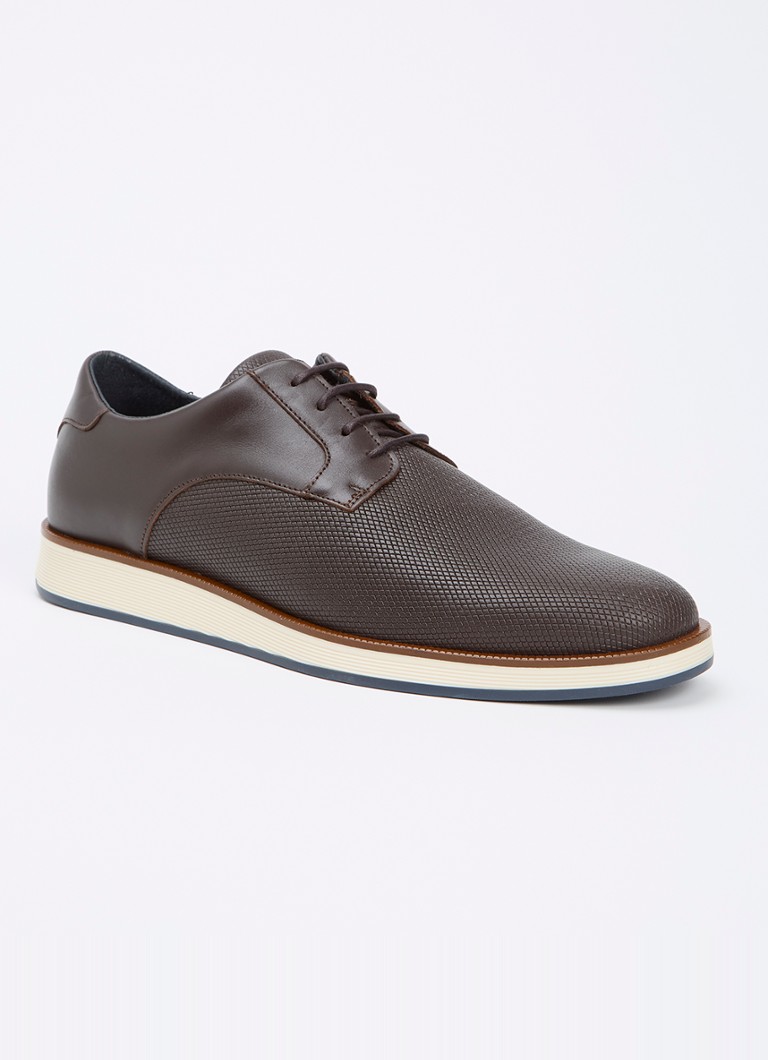 Dune London Heren Bow veterschoen van leer in de kleur Donkerbruin
