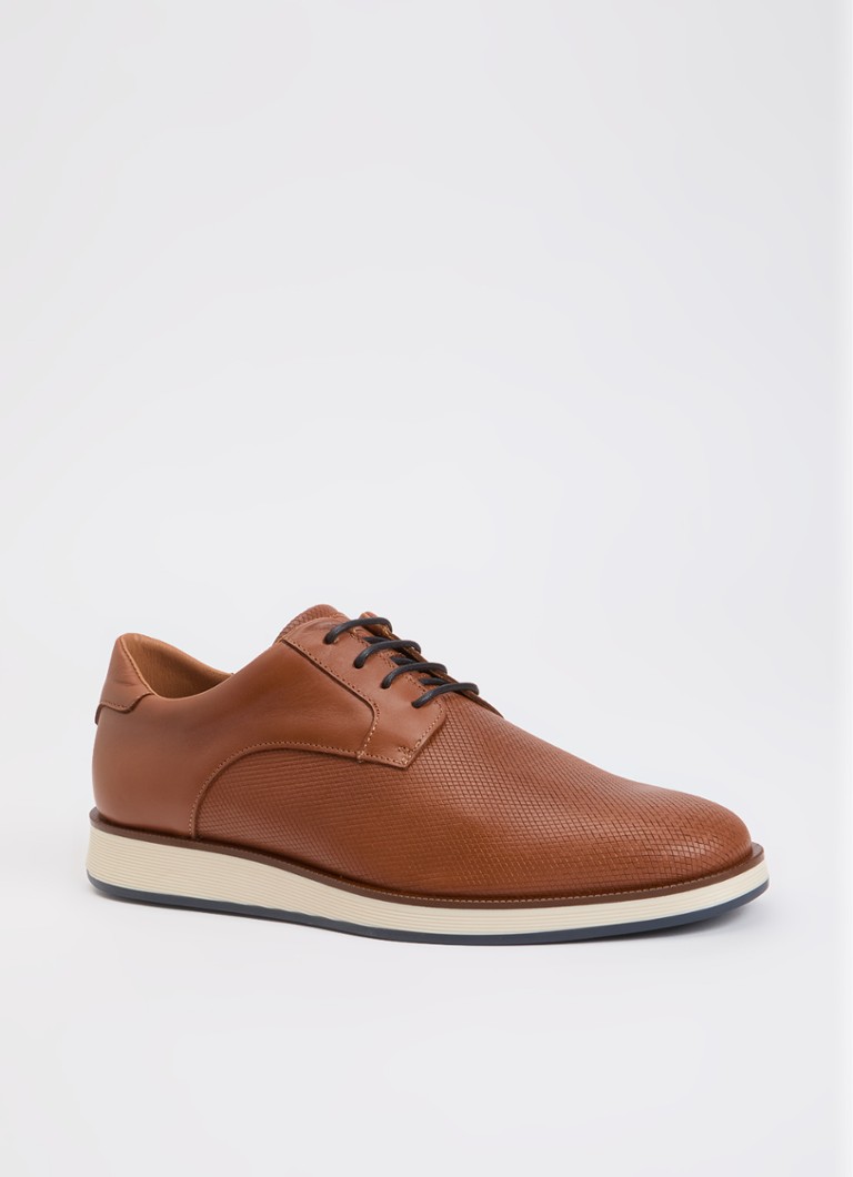 Dune London Heren Bow veterschoen van leer in de kleur Cognac