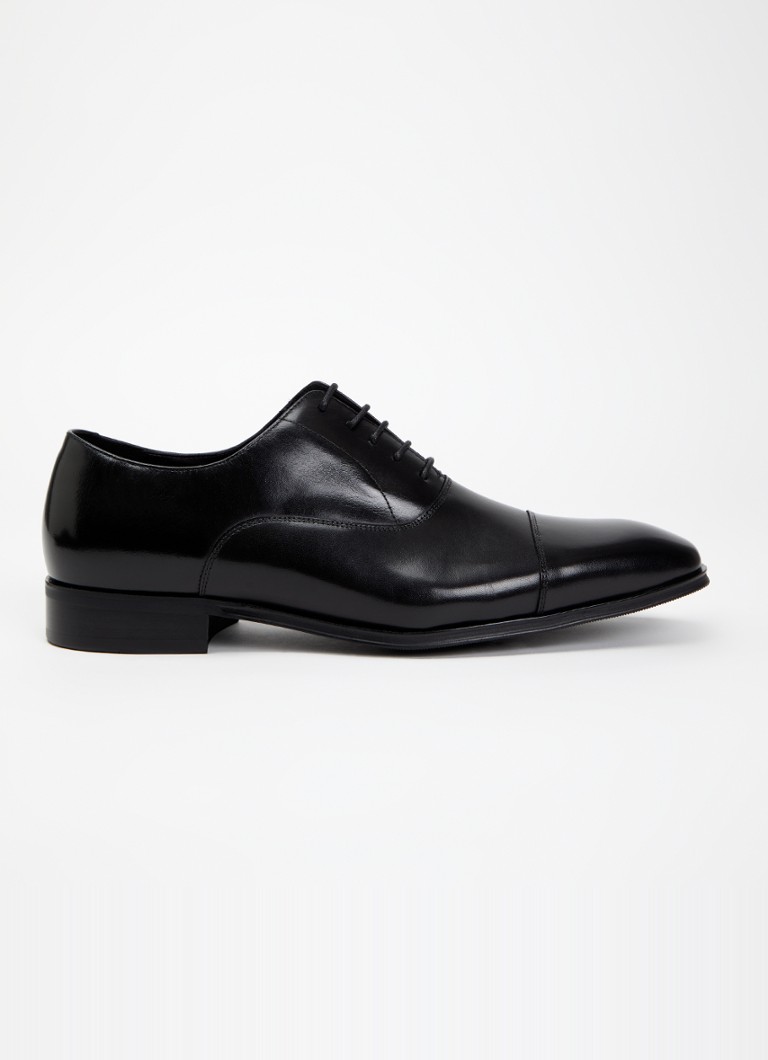 Dune London Heren Wide Fit Solver veterschoen van leer met lakfinish in de kleur Zwart