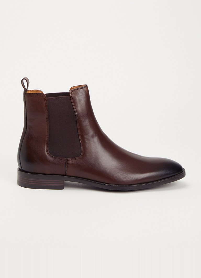 Dune London Heren Wide Fit Matchin chelsea boot van leer in de kleur Donkerbruin