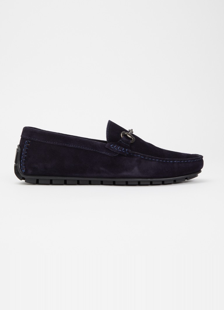 Dune London Heren Brackon mocassins van leer in de kleur Donkerblauw