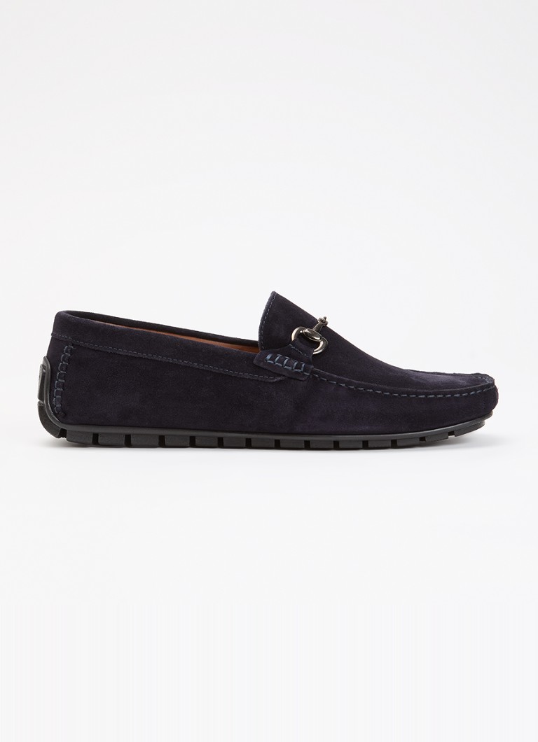 Dune London Heren Brackon mocassins van leer in de kleur Donkerblauw
