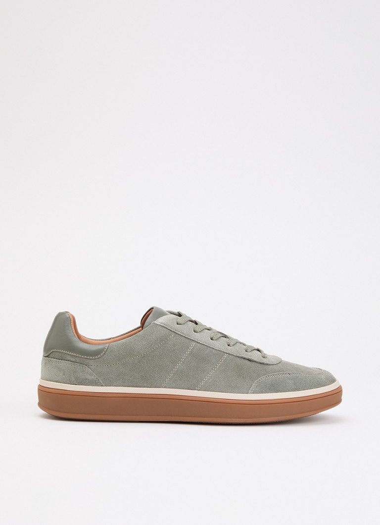 Dune London Heren Tony sneaker van suède in de kleur Olijfgroen