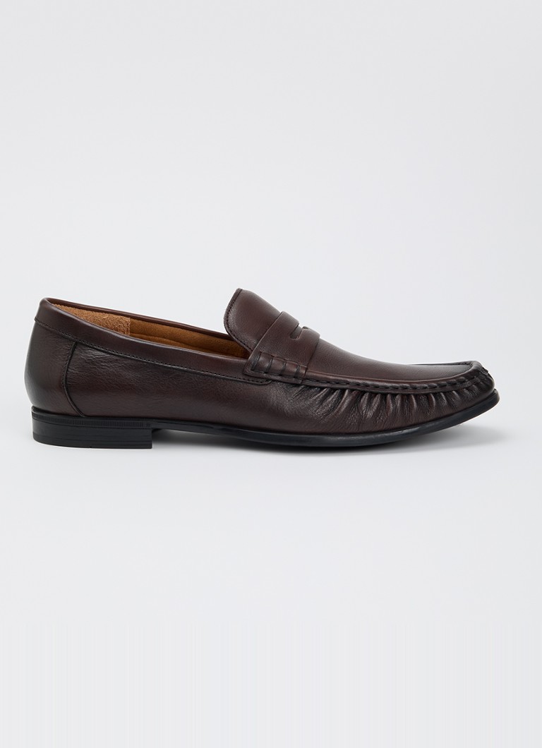 Dune London Heren Sammi loafer van leer in de kleur Donkerbruin