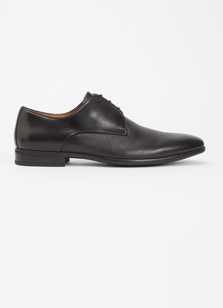 Dune London Heren Saffi veterschoen van leer in de kleur Zwart