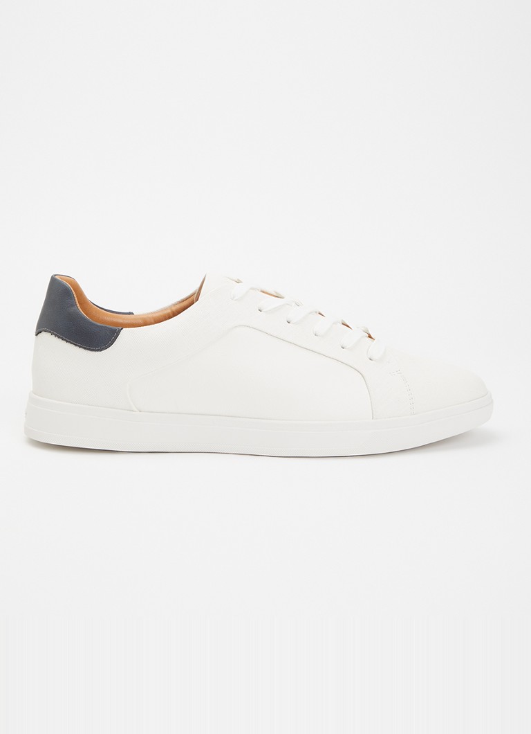 Dune London Heren Traces sneaker met structuur en logo in de kleur Wit
