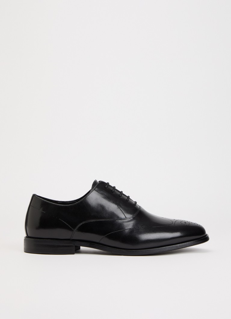 Dune London Heren Wide Fit Shaay brogue van leer in de kleur Zwart