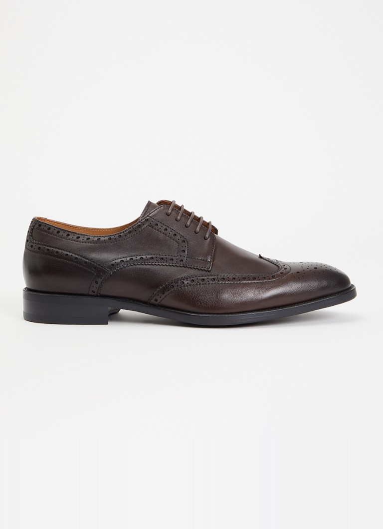 Dune London Heren Sunni Wide Fit brogue van leer in de kleur Donkerbruin