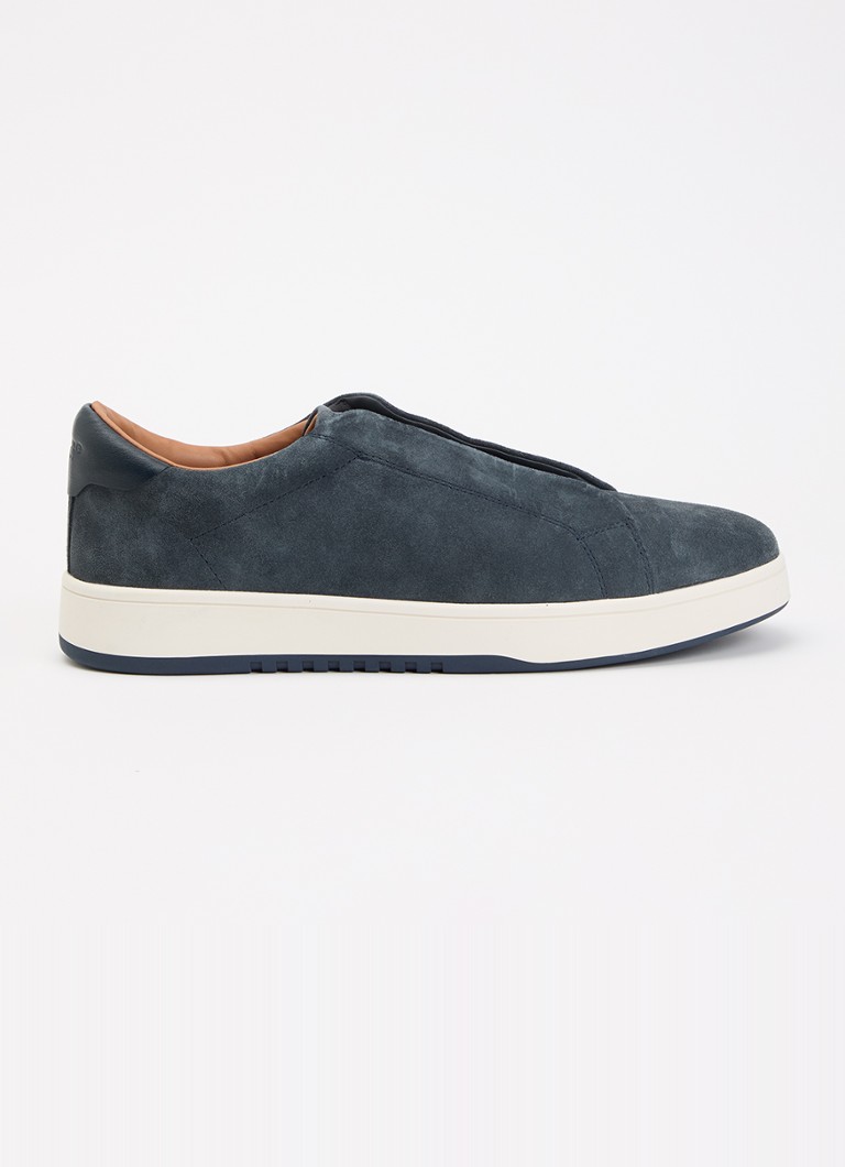 Dune London Heren Troys sneaker van leer in de kleur Staalblauw