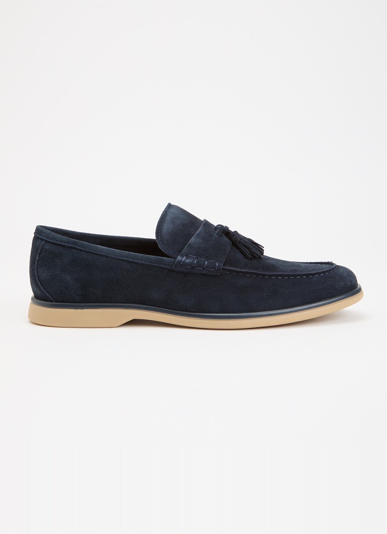 Dune London Heren Broddi loafer van suède in de kleur Donkerblauw