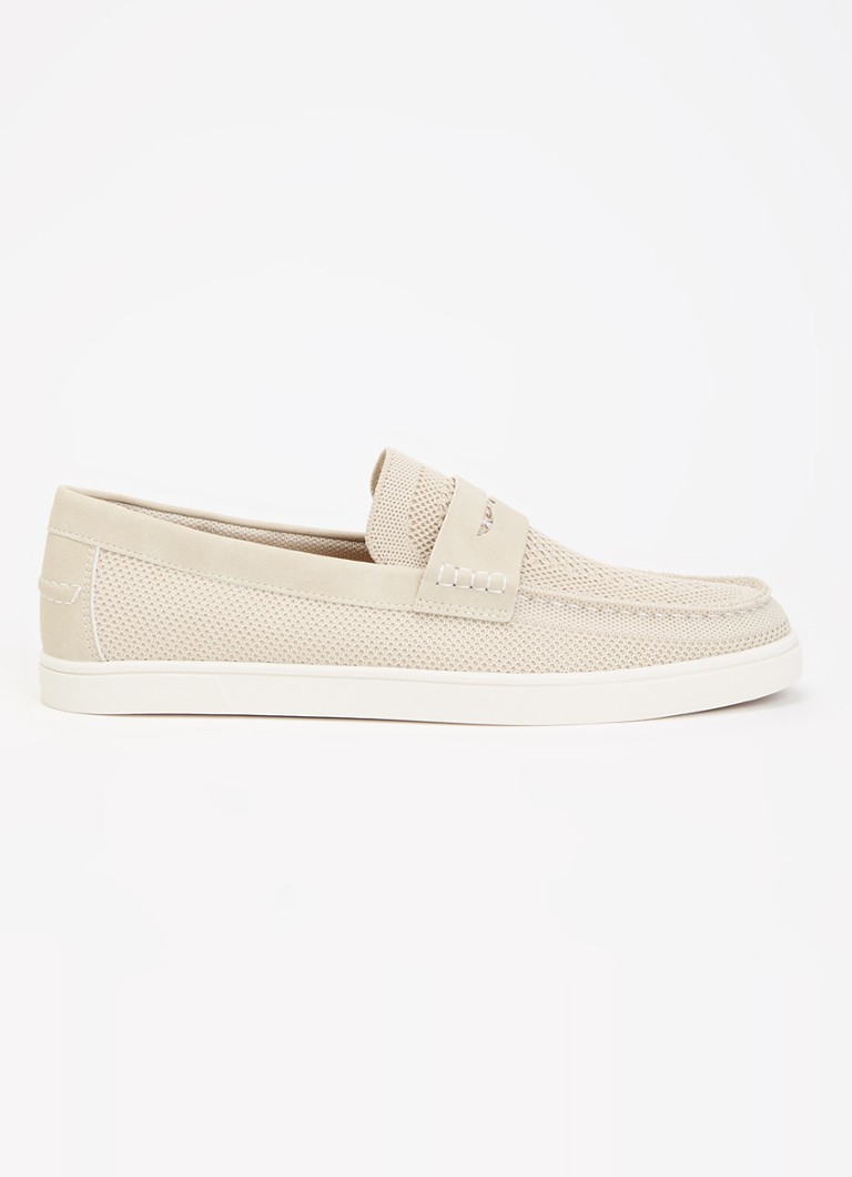 Dune London Heren Benzy loafer met gebreid bovenwerk in de kleur Creme