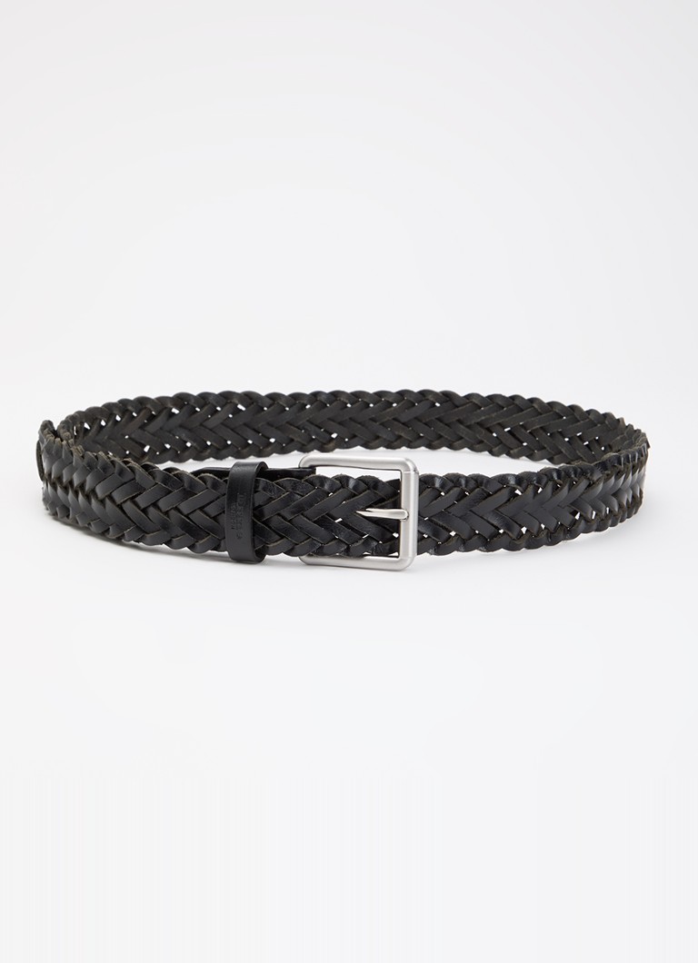 Dune London Heren Oxlet riem van leer met gevlochten detail in de kleur Zwart