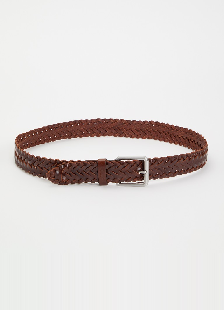 Dune London Heren Oxlet riem van leer met gevlochten detail in de kleur Cognac