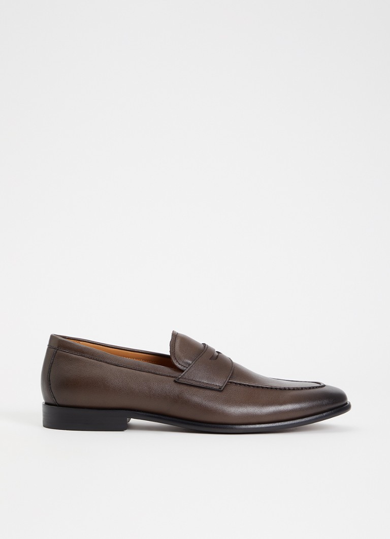Dune London Heren Salford loafer van leer in de kleur Donkerbruin
