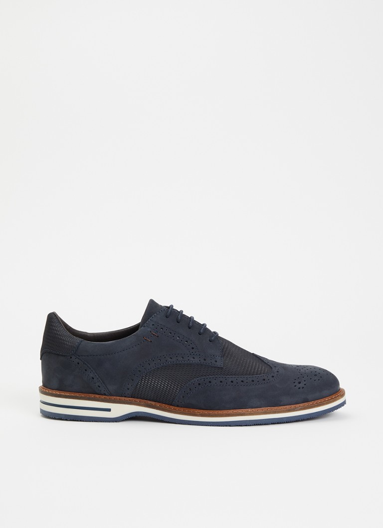 Dune London Heren Barkings brogue van nubuck in de kleur Donkerblauw