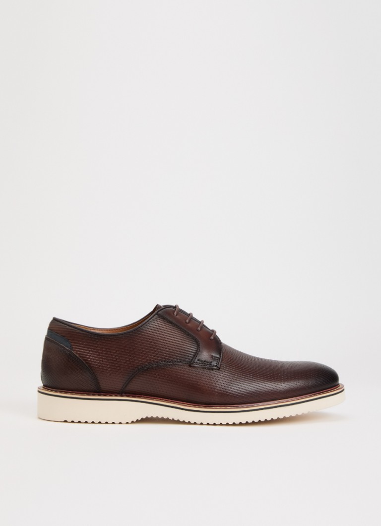 Dune London Heren Brinny veterschoen van leer in de kleur Kastanjebruin