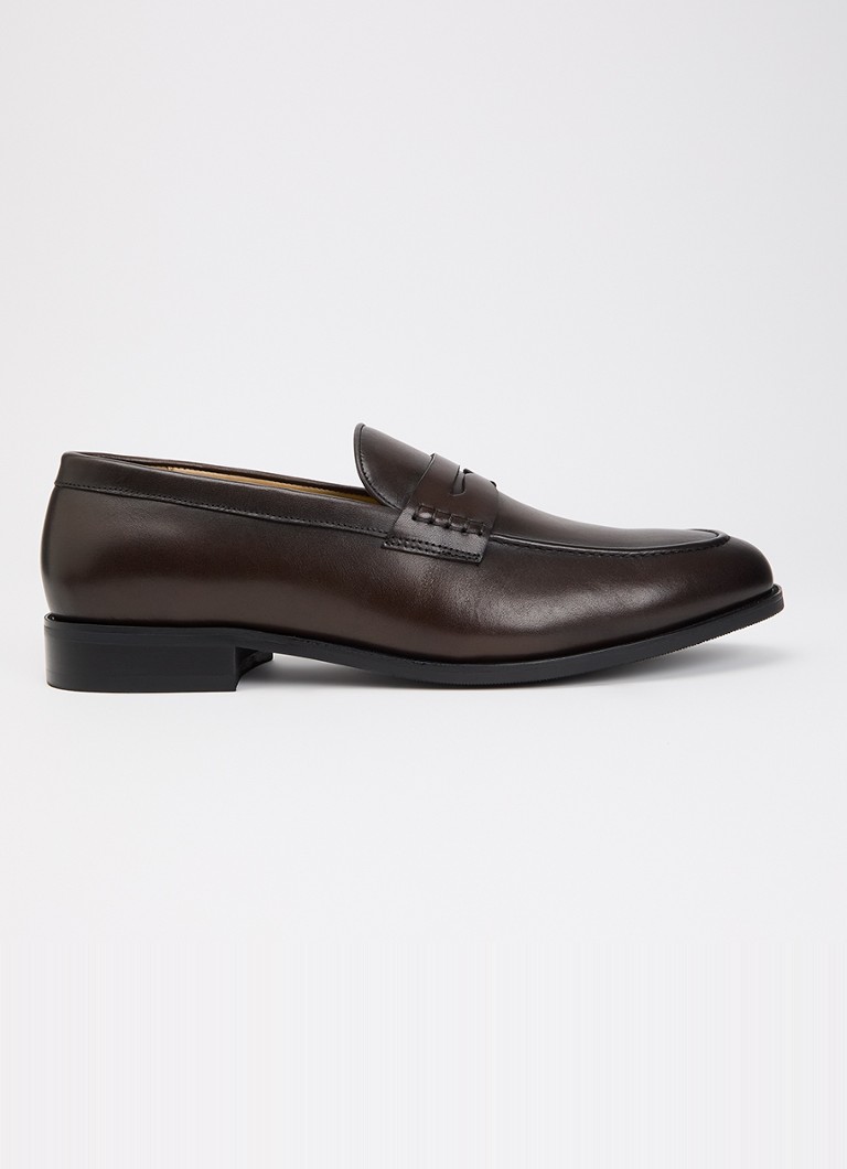 Dune London Heren Wide Fit Skylers loafer van leer in de kleur Bruin