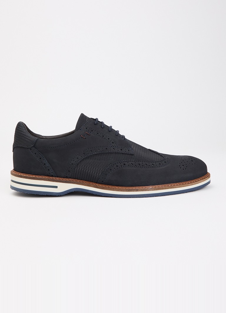 Dune London Heren Wide Fit Barkings brogue van leer in de kleur Donkerblauw