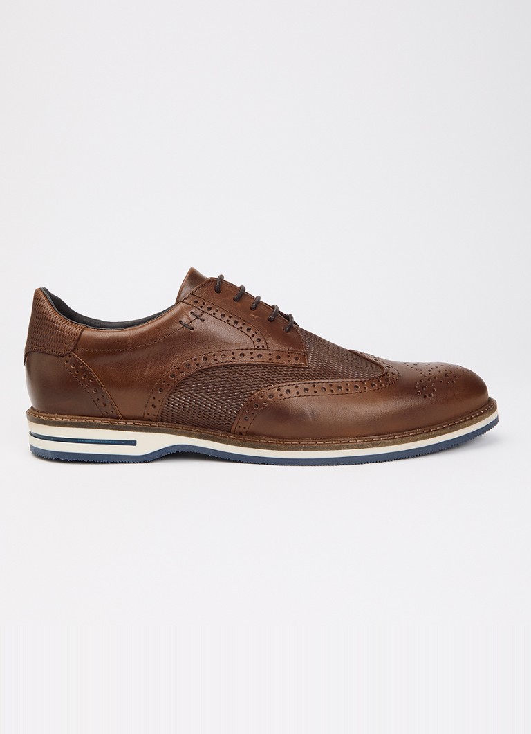 Dune London Heren Wide Fit Barkings brogue van leer in de kleur Bruin