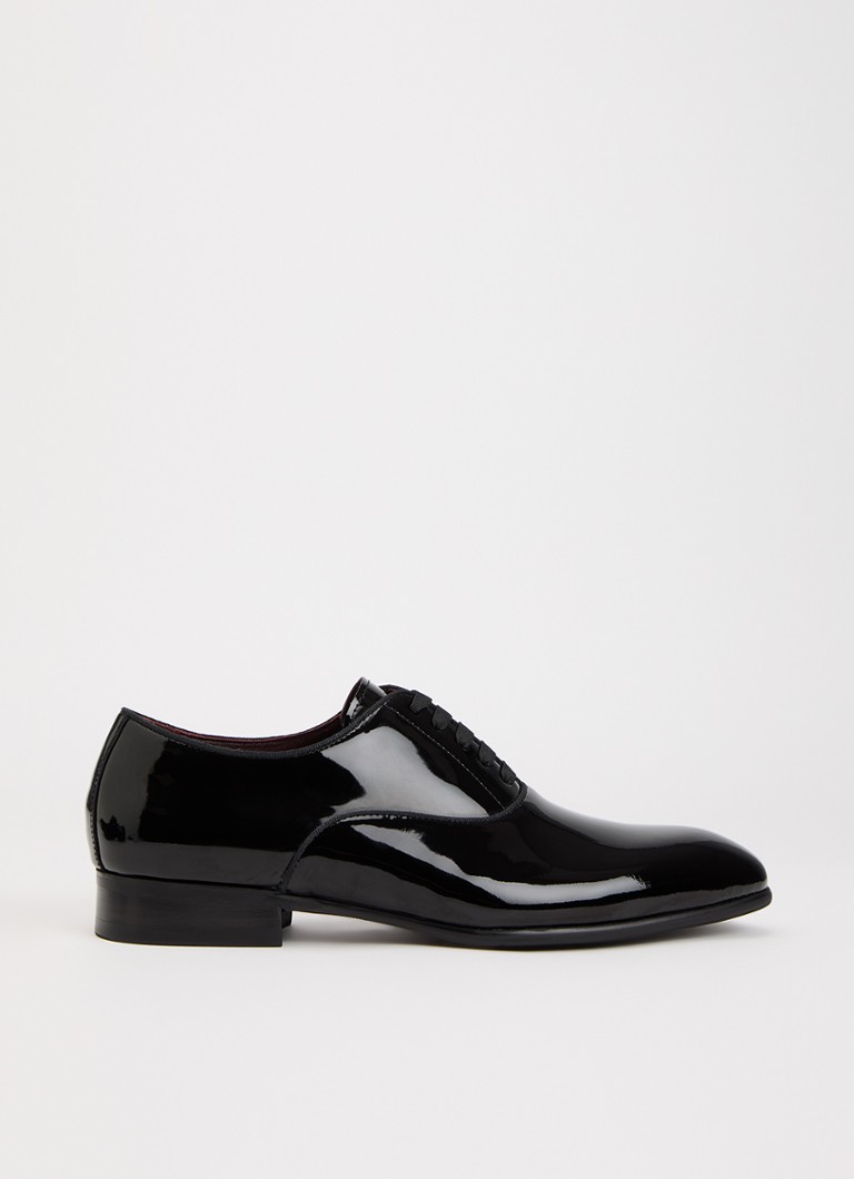 Dune London Heren Stenny veterschoen van lakleer in de kleur Zwart