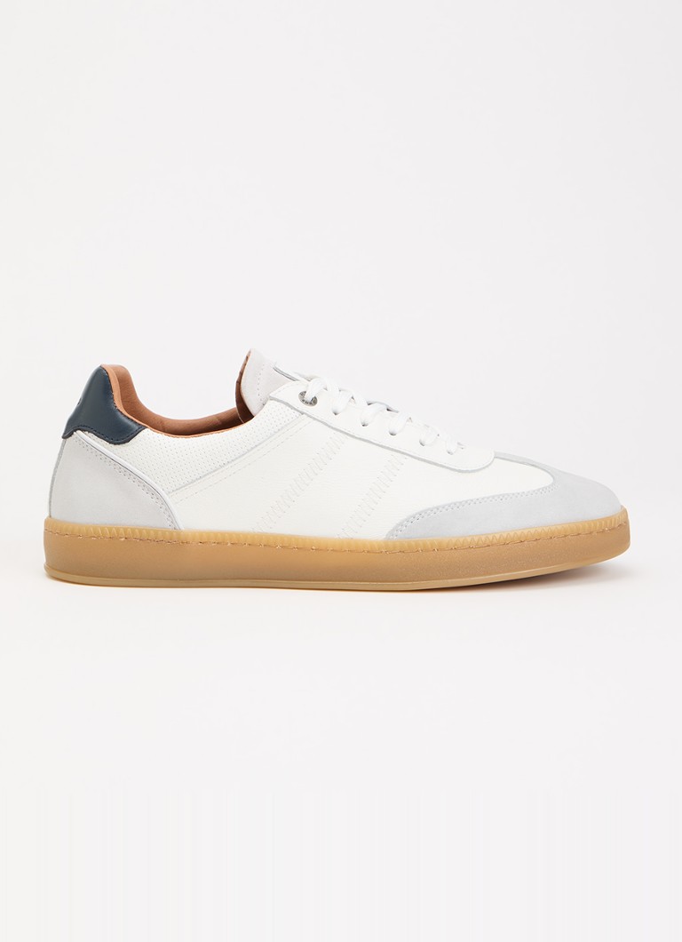 Dune London Heren Theos sneaker van leer met details van suède in de kleur Wit