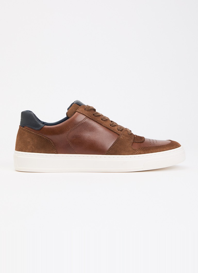 Dune London Heren Tawly sneaker van leer met details van suède in de kleur Lichtbruin