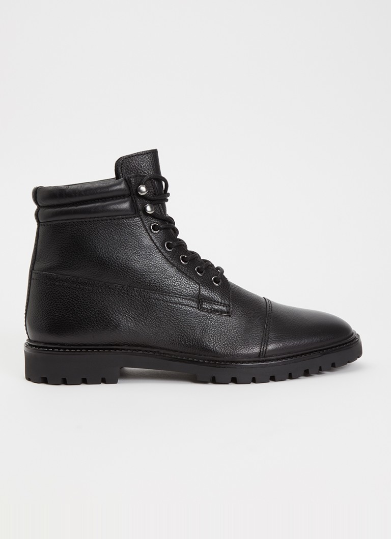 Dune London Heren Sawyeer veterboot van leer in de kleur Zwart